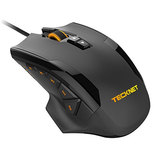 TeckNet HYPERTRAK Programmable Laser Gaming Mouse with 16400 DPI, 10 Programmable Button, Weight Tuning Cartridge, 5 Omron Micro Switches