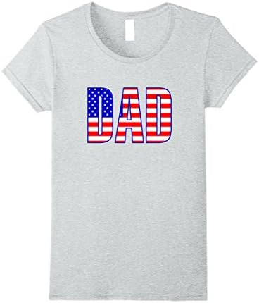 Womens Dad American Flag Patterned Text T-shirt Large Heather Grey