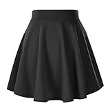 ReachMe Womens Basic Skater Skirt Versatile Stretchy Flared Casual Mini Skirt