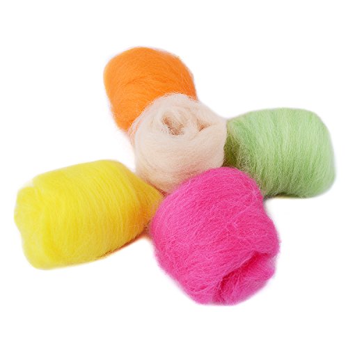 Needle Felting Kit -Craft Needle Felting Foam kit Felting Mat Awl Needles in Handy Case- 36PCS Colors Felting Fibre Wool Yarn Roving for Starter + 3-6mm Black Eyeballs For Needlework - Thumbnail 3