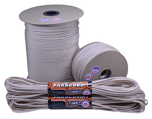 BORED? PARACORD! - 1', 10', 25', 50', 100' Hanks & 250', 1000' Spools of Parachute 550 Cord Type III 7 Strand Paracord Well Over 300 Colors - Cream - 25 Feet