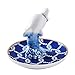 HOME SMILE Good Luck Dolphin Ring Holder with Decorative Blue Dish