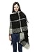 Women's Knitted Cardigan Plaid Irregular Shawl Poncho Cape Sweater Coat (Black)