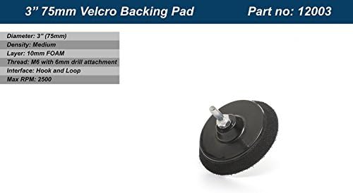 3 inch (75mm) Hook and Loop Backing Pad (with drill attachment), Medium Desity 10mm Foam Layer, Polishing Pad, Sanding Pad