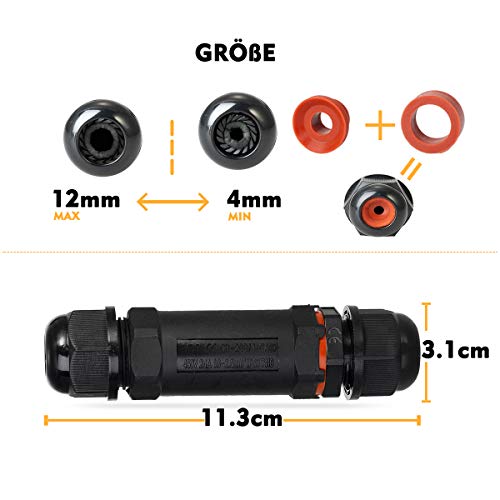 Verbindungsmuffe TÜV geprüfte 5 polig Kabelverbinder IP68 wasserdichte Verbindungsbox erdkabel abzweigdose kabel muffe… – Bild 4