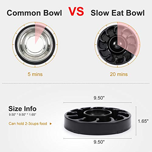 Plastic Slow Feeder Bowl Slow Down Eating Bowl Hold Dry or Wet Food for Large Dogs Anti-gulp Reduce Slip Petal-shaped Bowl Dog Bowl Slow Eating Stop Bloat for Fast Eater 2 Pack Fun Feeder,Black+Blue