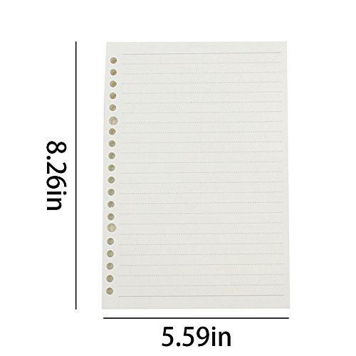 Aimeio 20 Holes Filler Paper Loose Leaf Paper Insert Refills for Binders Notebooks Planners,Lined Pages,60 Sheets,5.59" X 8.26"
