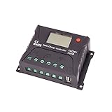 HQST 10 Amp 12V/24V PWM Solar Panel Regulator Charge Controller with LCD Display and 5V 1A USB Port for Mobile Phones, Tablets, Speakers