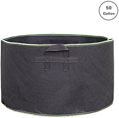 Elaiko Grow Bags with Green Thread Sewing Fabric Grow Pots Kits with Handles Home Gardening (50 Gallon)