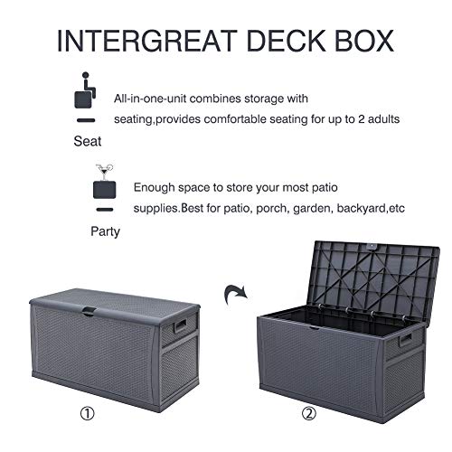 image for INTERGREAT Patio Deck Box Outdoors Storage Backyard Furniture Rattan C