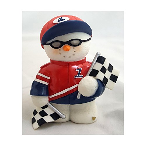 2002 Sarah's Attic Snowonders "Pit Stop" Car Racing Snowman Figurine No. 0471