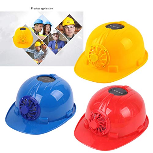 Deesee(TM)Ultimate Solar Powered Cooling Fan Safety Helmet Work Hard Cap Hat Head (Red)