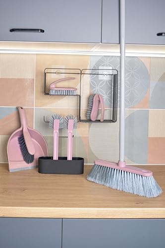 YORK Restart Broom with Long Handle, 120 cm, Beech Wood and Recycled Plastic, Ergonomic Floor Brush with Dense Bristles for Indoor and Outdoor Sustainable Erika Purple 31 cm Width