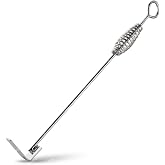 18" Charcoal Grill Rake Parts, BBQ Ash Tool Poker for Smoker. Cleaning Out and Moving Coals - Ash Shovel Tongs for Fireplace, Pizza Oven, and Wood Stove. Great BGE, Classic Joe Accessories, Stainless
