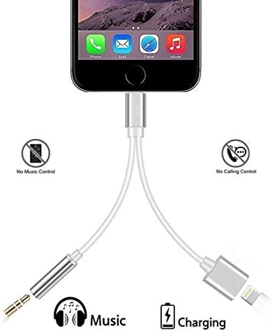 Lightning Cable, Cell Connectors 2 in 1 Lightning Adapter, iPhone 7 Lightning to 3.5mm Headphone Adapter,Charge Adapter, Earphone Adapter - Upgraded for IOS 10.3+ (SILVER)