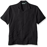 Cubavera Men's Short Sleeve Traditional Guayabera Shirt, Jet Black, X-Large
