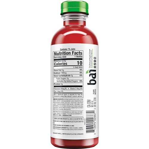 BAI ANTIOXIDANT INFUSED WATER BEVERAGE, ZAMBIA BING CHERRY, WITH VITAMIN C AND NO ARTIFICIAL SWEETENERS, 18 FLUID OUNCE BOTTLE, 12 PACK
