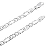 Italian Crafted 3.8mm 925 Sterling Silver Figaro Link Nickel Free Chain + Bonus Polishing Cloth