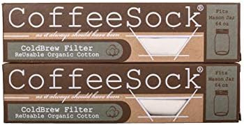 CoffeeSock ColdBrew Filter - The Original Reusable Coffee Filter- GOTS Certified Organic Cotton Reusable Coffee Filter (64 OUNCE DOUBLE UP)