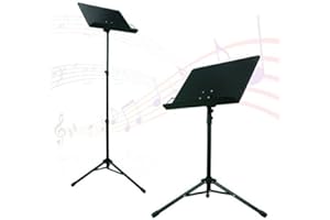 PARTYSAVING Orchestra Sheet Music Stand with Heavy Duty Black Metal Folding Design, 53.5-inch Tall, APL1282