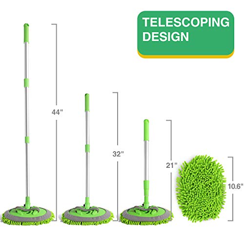 HOUSE DAY Car Wash Brush with 45” Long Handle & 3pcs Car Wash Mitt