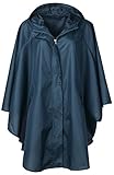 QZUnique Women's Waterproof Packable Rain Jacket Batwing-sleeved Poncho Raincoat,Blue,Onesize