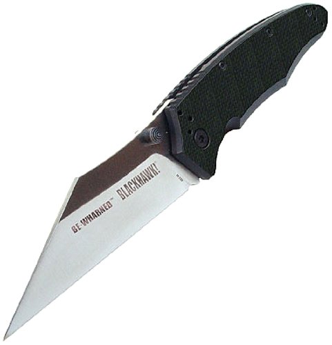 BLACKHAWK! Be-Wharned Folding Knife - Plain Edge Satin Blade