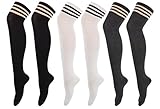 PUTON Women's Over the Knee Thigh High Cotton Stocking Socks (Pack of 3)