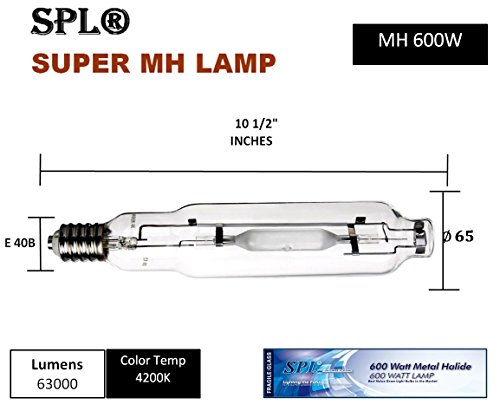 SPL Horticulture STMB 1000 Hydroponic 600W Watt Metal Halide MH Grow Light Bulb Lamp for Magnetic and Digital Ballast - Thumbnail 3
