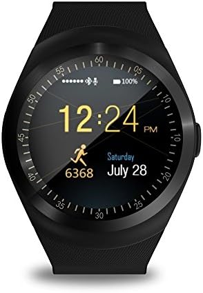 Kassica Round OLED Touch Screen Waterproof Bluetooth Smart Watches Support SIM Card SD Card Fitness Tracker with Sleep Monitor Steps Counter Smart Bracelet for IOS Android Smart Phones (Black)
