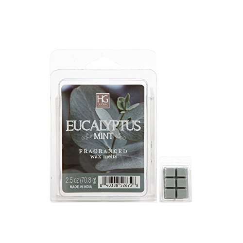 Hosley Eucalyptus Mint Scented Wax Cubes/Melts - 2.5 oz - Hand Poured Wax Infused with Essential Oils. Perfect for Everyday Use, Wedding, Events, Aromatherapy, Spa, Reiki, Meditation. O4