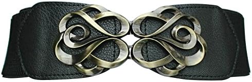 Women's Fashion Floral Buckle Waistband Obi Style Elastic Stretch Wide Belt