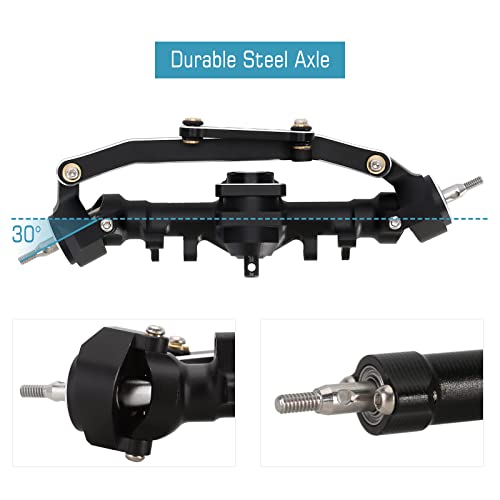 INJORA Front＆Rear Axles Set CNC Aluminum Complete Axle with Worm Gear Set for Axial SCX24