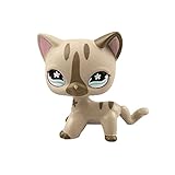 LPS Toy Pet Short Hair Cat Animal Child Girl Boy Figure Loose Cute Standing Cat Mask Short Hair Choose Your cat for Kids Gift 1pc (Gray)