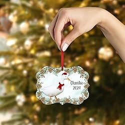 White Domestic Duck Christmas Ornament 2024