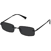 Fozono Retro Frameless Rectangle Sunglasses Womens Trendy Narrow Small Frame Spring Hinge UV Protection FZN905