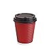 PARTY BARGAINS 50 Disposable Rippled Insulated Hot Cups with lids, 12oz Burgundy Color. No Sleeves Needed to Go Teacup. Heat Protection Coffee Espresso
