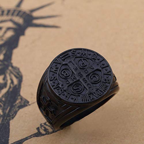 Zovivi St. Benedict Exorcism Protection Ring - Stainless Steel, Demon/Ghost Hunter Style