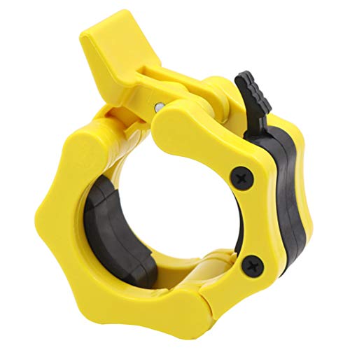 IADU Barbell Collars Clips 2 inch Pair Olympic Dumbbell Clamps Muscle Quick Release Locking Bars Weights for Lifts/Weightlifting/Powerlifting. (Yellow) - Thumbnail 5