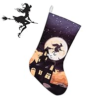 Joy&Leo 18 Inch Halloween Witch Trick or Treat Bag Christmas Stockings, with 10 LED Lights for Kids & Toddlers