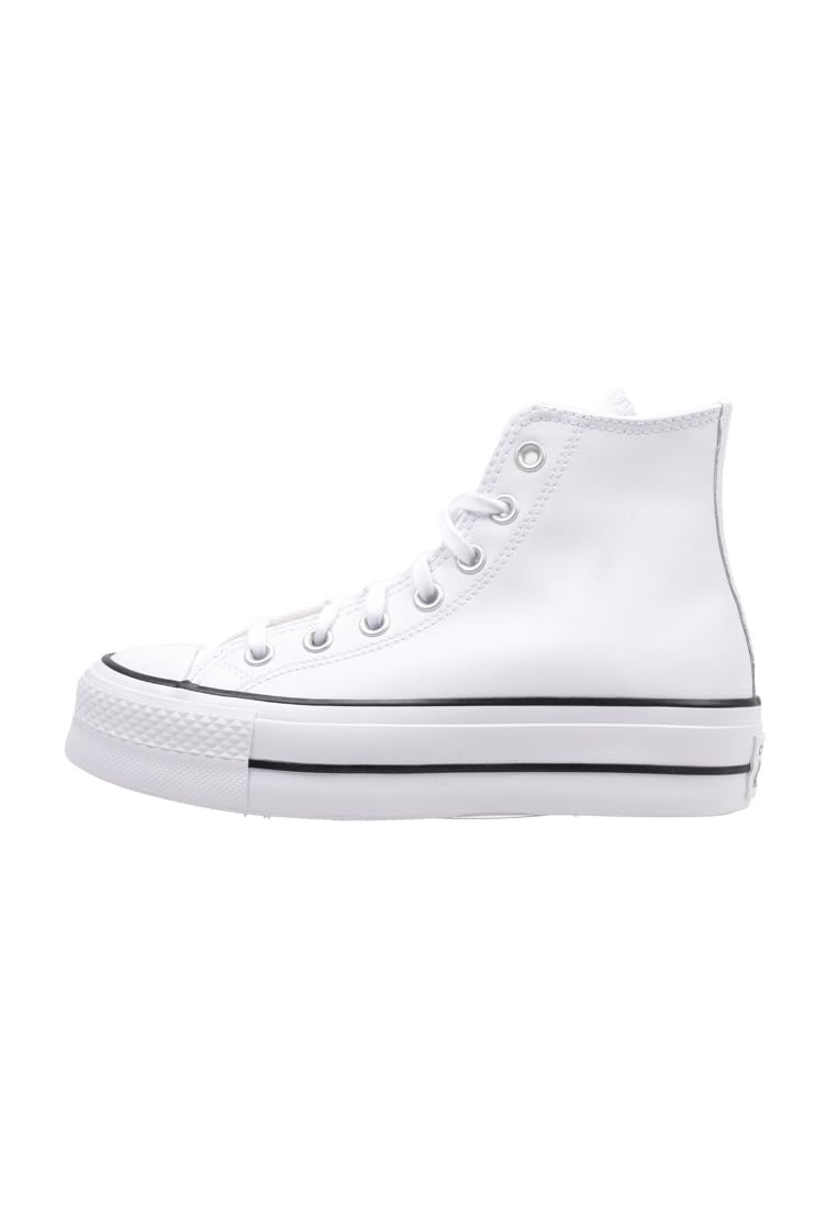 Converse Women's Chuck Taylor All Star Lift Platform Leather High Top, White/Black/White, 12 Image