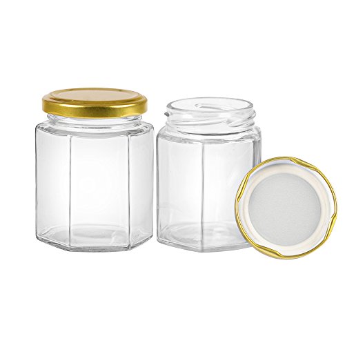 12 pack 6 oz Clear Glass Jam Jars for Jam,Honey,candies,sauce,Baby Foods,Jelly Wedding Favors,DIY Magnetic Spice Jars（Comes with gold lids） - Thumbnail 2