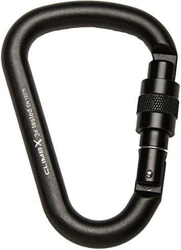 Climb X USA Ultra HMS Aluminum Screwgate Locking Rock Climbing Carabiner - 22kN - NEW 2017 (Black)