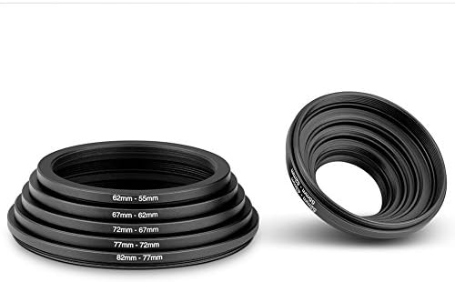 Yunchenghe 9 Pieces Anodized Black Metal Step-Down Adapter Ring Lens Adapter Ring Set Including 40.5-49mm 49-52mm 52-55mm 55-58mm 58-62mm 62-67mm 67-72mm 72-77mm 77-82mm