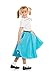 1950s Turquoise Poodle Skirt for Girls with Musical Note Printed Scarf | Blue Sock Hop Skirt | One Size | 1950s Costumes for Girls