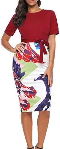 BETTE BOUTIK Women's Retro Elegant Dress Chic Skirt Professional Dress Red Medium