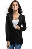 My Wonderful World Women's OL Open Front O-neck One Button Boyfriend Long Blazer
