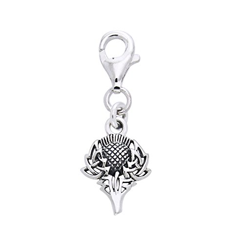 Scottish Spirit of Alba Thistle Celtic Knot Art Sterling Silver Clip-On Charm