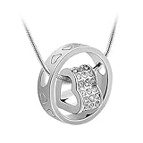 Cytprimedesign® Swarovski Elements Crystal Diamond Accent Heart Shape Round Circle Pendant Necklace With A Gift Box