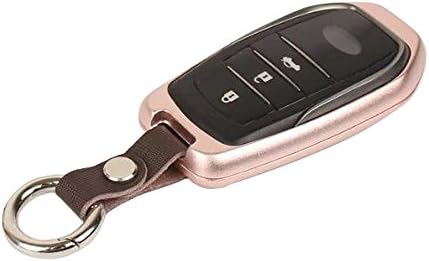 TekBow Smart Key Case Chain Aluminum Alloy Keyless Remote Cover Shell for Toyota Camry, REIZ, COROLLA, CROWN, PRADO, RAV4, etc (Rose gold)